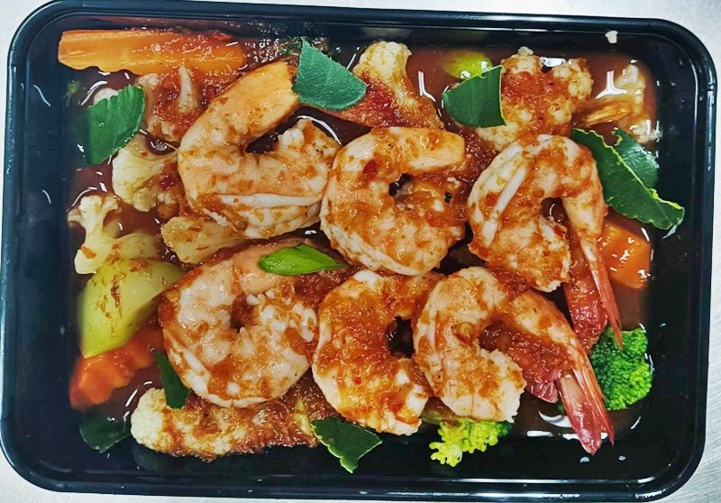 รูปกุ้งผัดผักพริกแกง